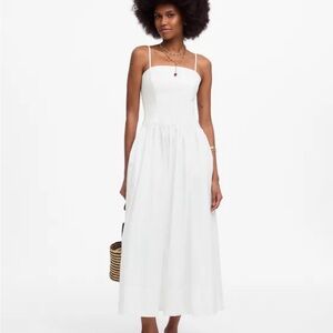 Madewell Poplin Seamed Maxi Dress white